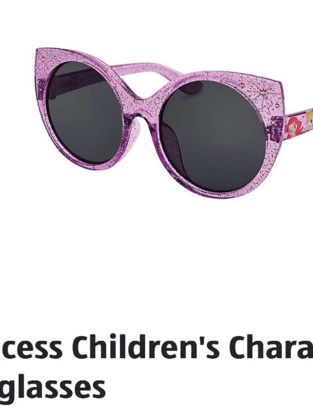 Disney Kids Glitter Purple Princess Cat-Eye Sunglasses with Dark Lenses